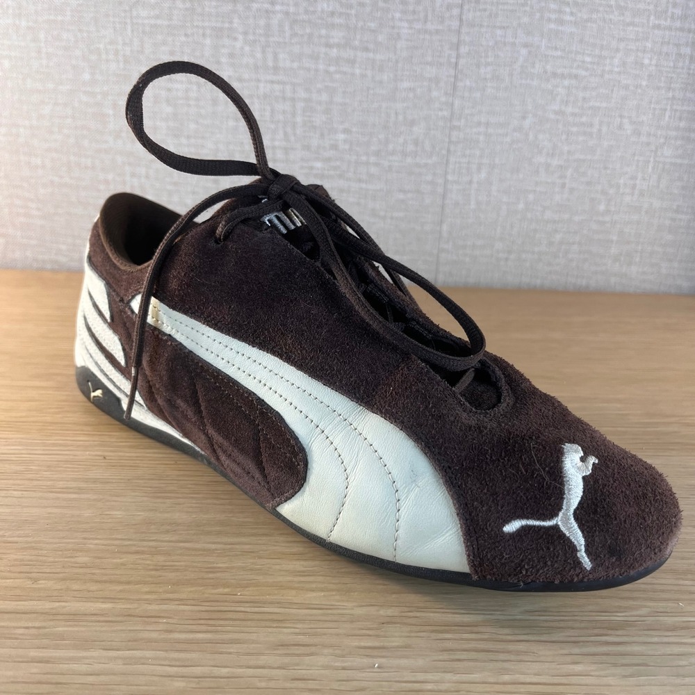 Puma 10.5 Speedcat Brown Suede Cream Leather Motorsport Racing Shoe Men Low Top